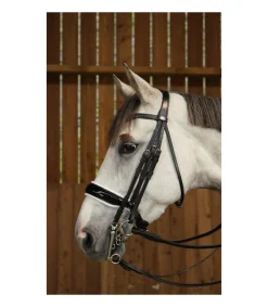 Bride avec muserolle large vernie blanc Working Collection - Dy'on