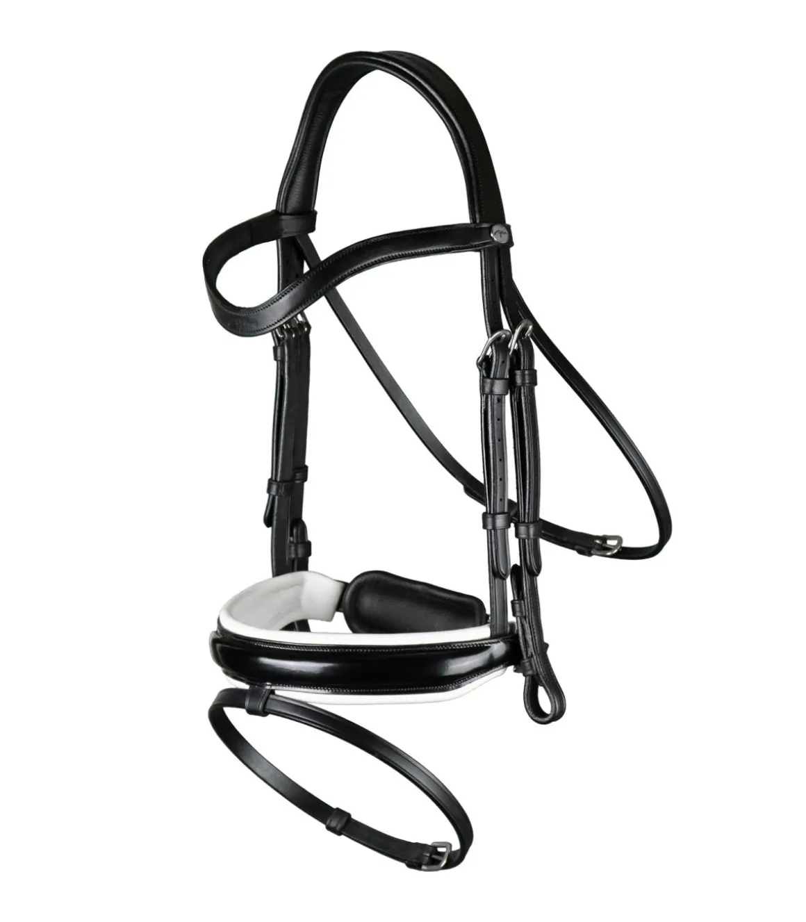 Bridon avec double muserolle large vernie blanc Working Collection - Dy'on