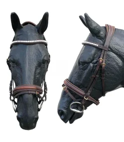 Bridon Newport avec muserolle croisée et têtière ergonomique - JMR PRO