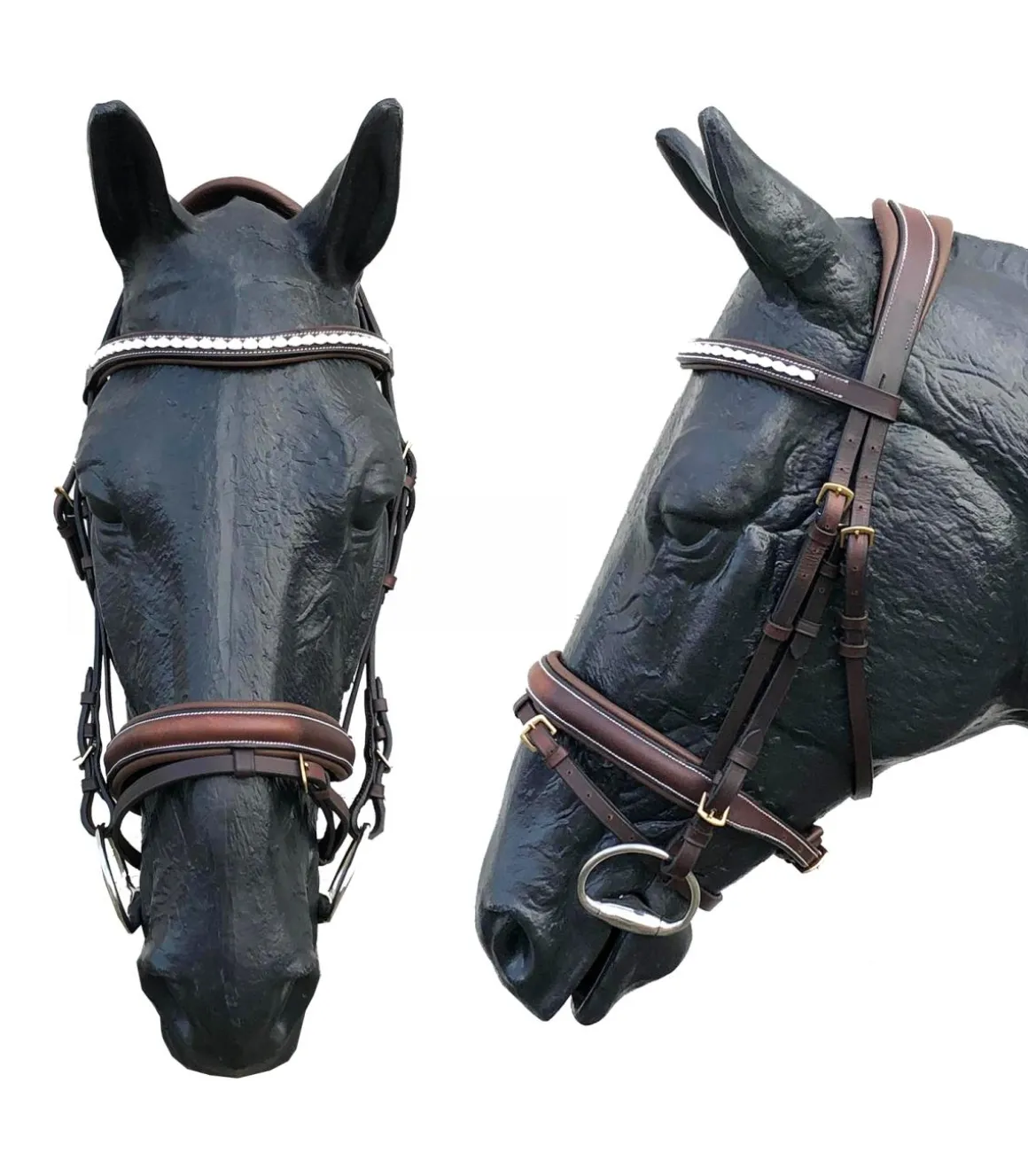 Bridon Newport avec muserolle croisée et têtière ergonomique - JMR PRO